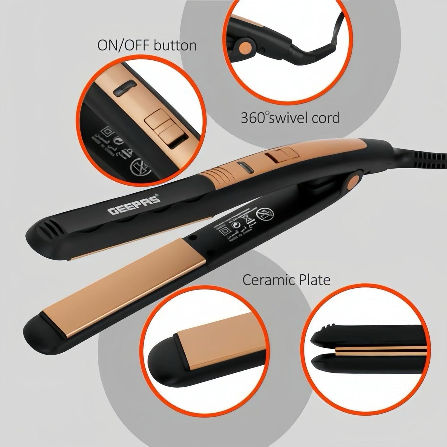 Geepas Ceramic HAir Straightener GH8723 - Galaxiee.com