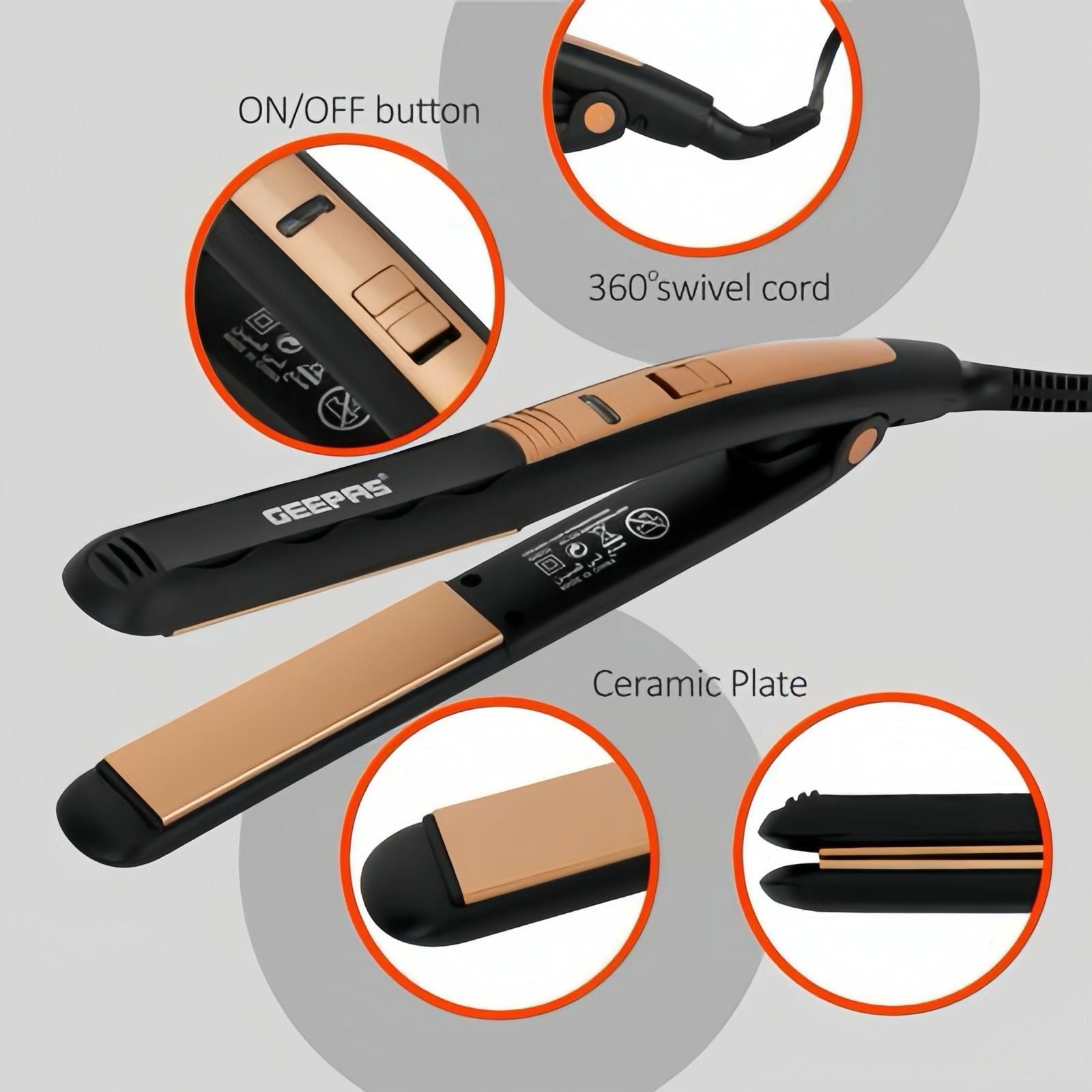 Geepas Ceramic HAir Straightener GH8723 - Galaxiee.com