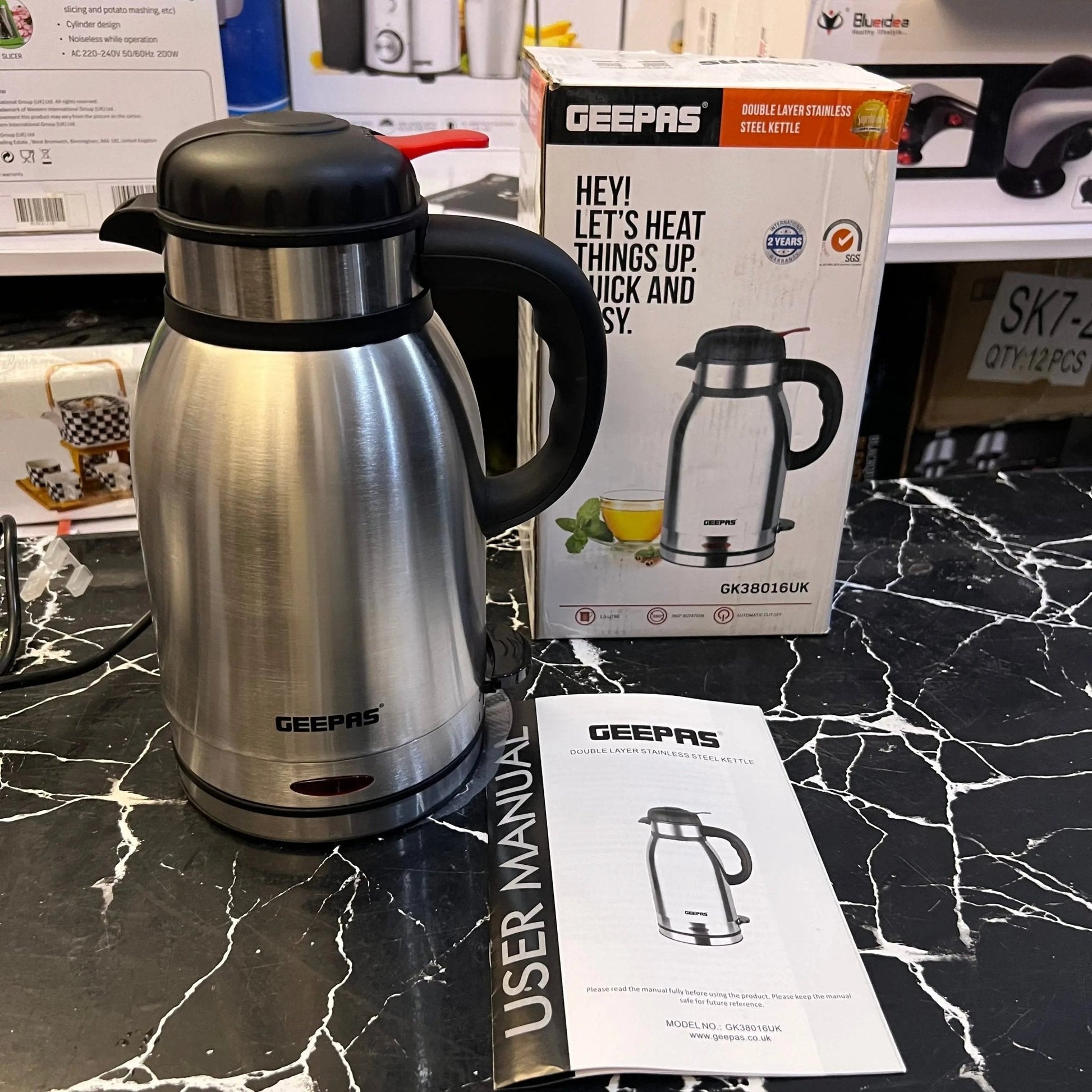 Geepas Double Layer Stainless Steel Kettle GK38016UK - Galaxiee.com