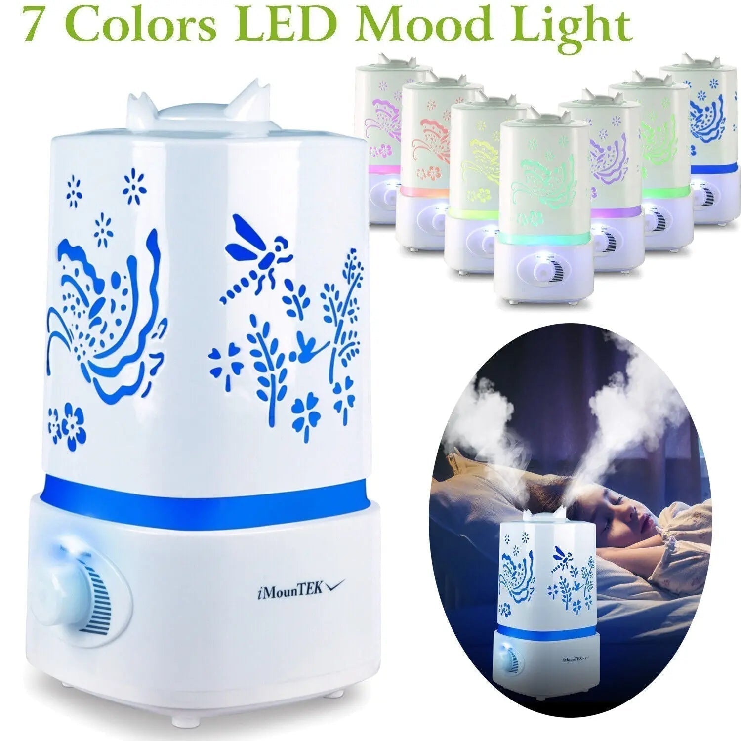 Ultrasonic Aroma Diffuser/Humidifier with 7 Color LED - Galaxiee.com