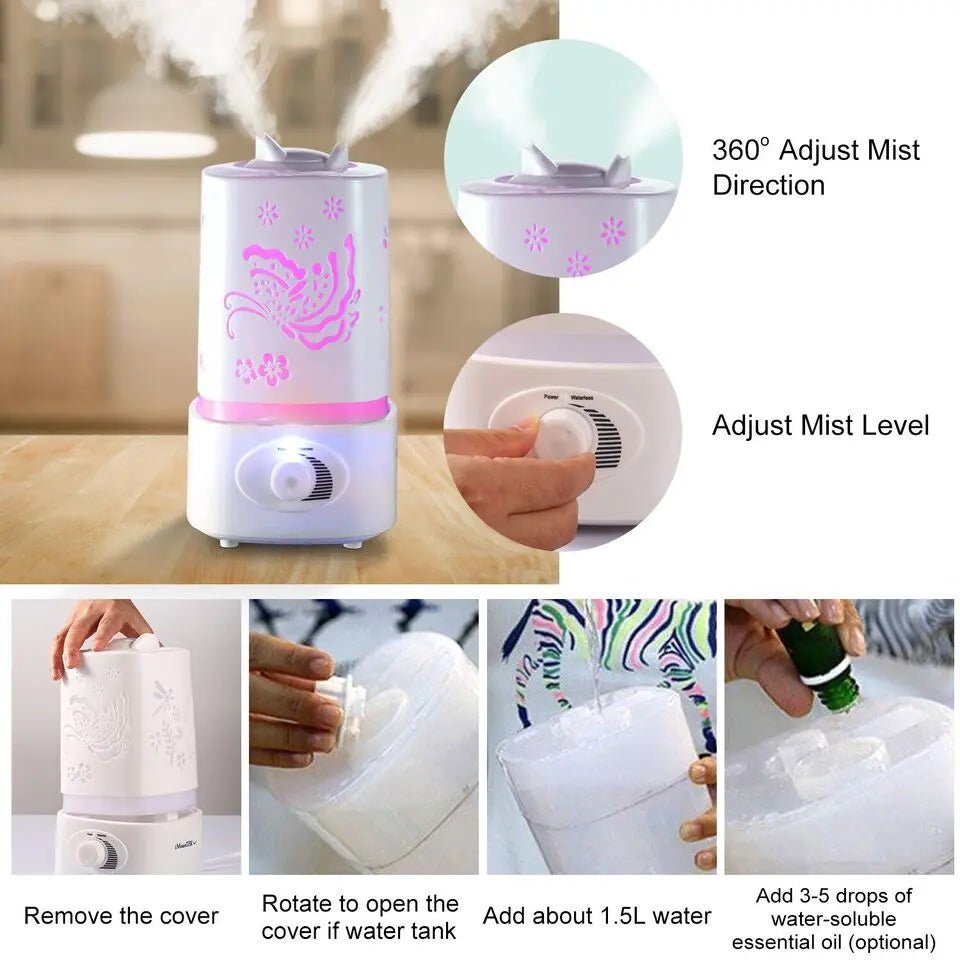 Ultrasonic Aroma Diffuser/Humidifier with 7 Color LED - Galaxiee.com